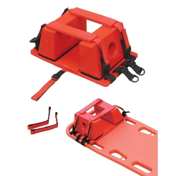 Immobilisateur de tête pour civière et plan dur, rouge