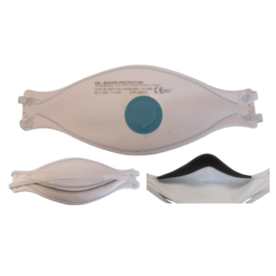 Masques de protection respiratoire FFP3 3 pans avec valve - élastique tête