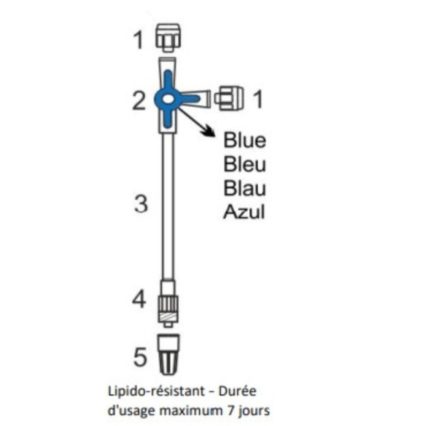 Prolongateur avec robinet 3 voies,15cm lipido-résistant