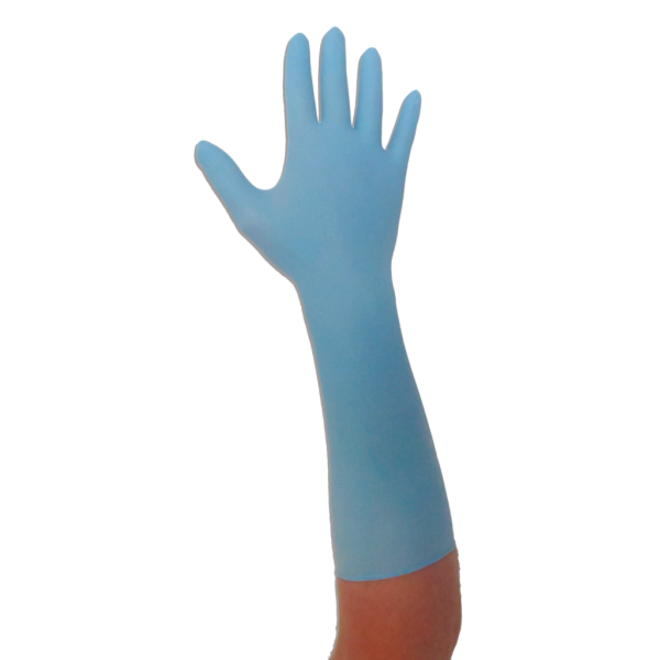 Gants d'examen nitrile Bleu manchette longue