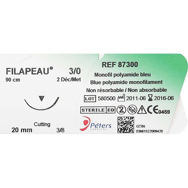 Suture FILAPEAU - Non résorbable - 6/0 USP